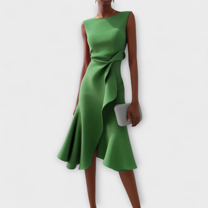 Juliette™ – Elegantes Drapiertes Asymmetrisches Midi-Kleid