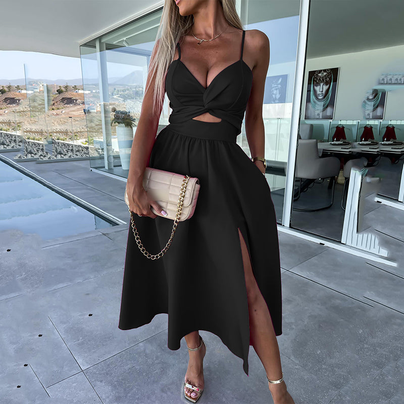 Chloe™ - Kleid mit hohem Schlitz und Spaghetti-Trägern