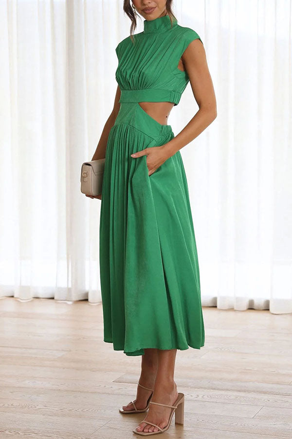Quincy | Midi-Kleid mit Cut-Out und Taschen