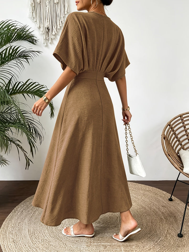 Vestido midi de mujer con escote en V