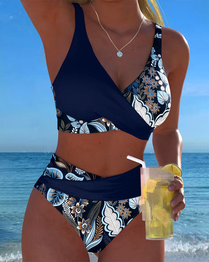 Fiorella | Damen geblümter Bikini mit V-Ausschnitt