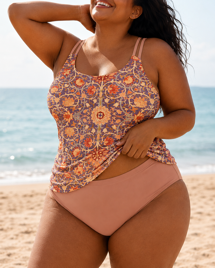 Madeleine | Damen-Tankini-Set in Übergröße mit Blumenmuster