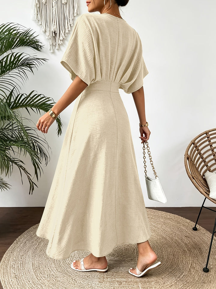 Vestido midi de mujer con escote en V