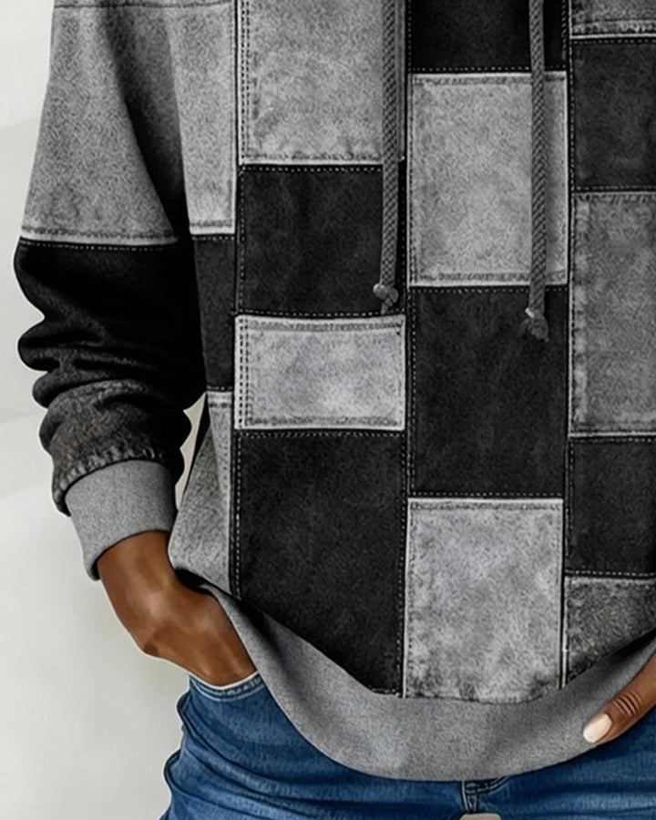 Schicker Langarm-Karierten Hoodie