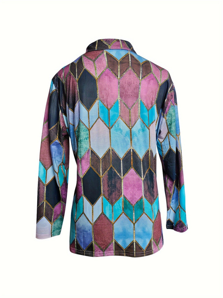 Bianca™ - Buntes Geometrisches Zip-Up Shirt