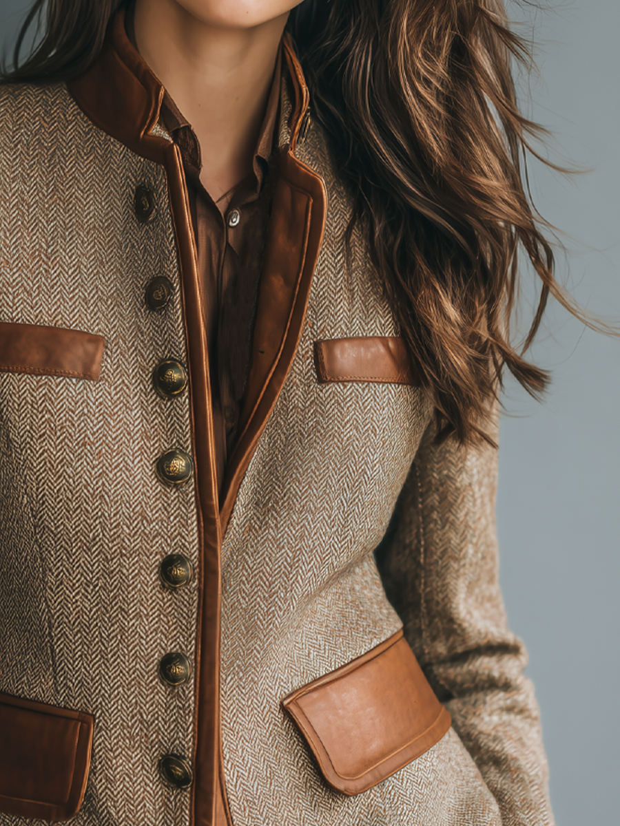 Verena™ - Vintage-Jacke mit Zierbesatz und Taschen