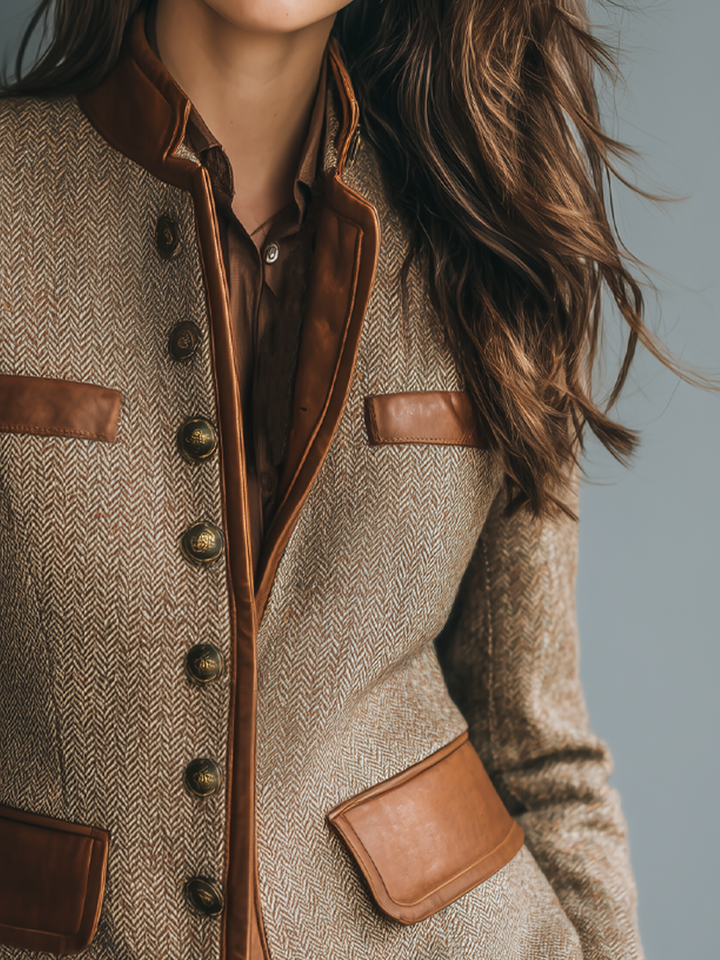 Verena™ - Vintage-Jacke mit Zierbesatz und Taschen