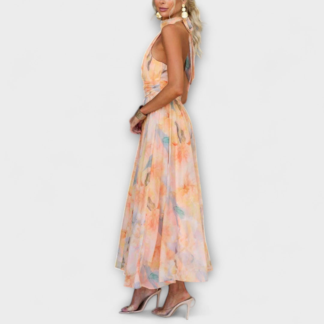 Dana™ – Aquarell Halter Maxi Kleid