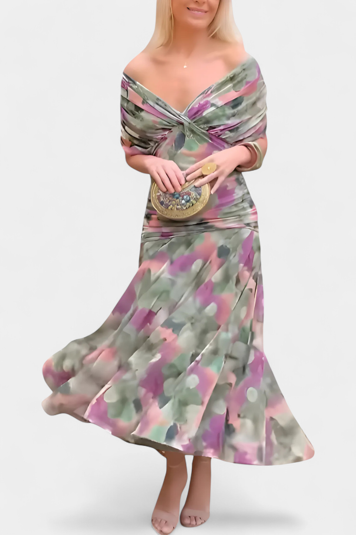 Alondra™ | V-Ausschnitt Langes Floral-Maxikleid