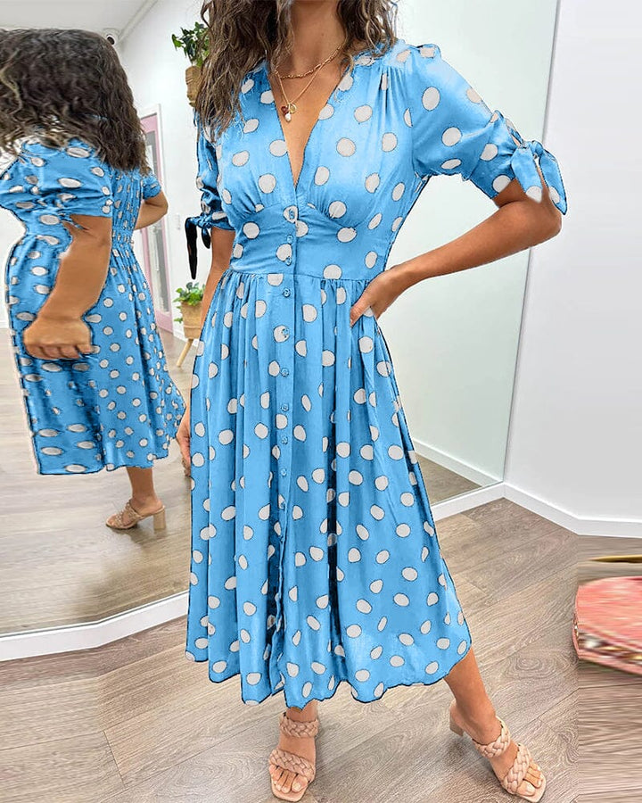 Bellamy - V-Ausschnitt Kleid mit Pünktchen