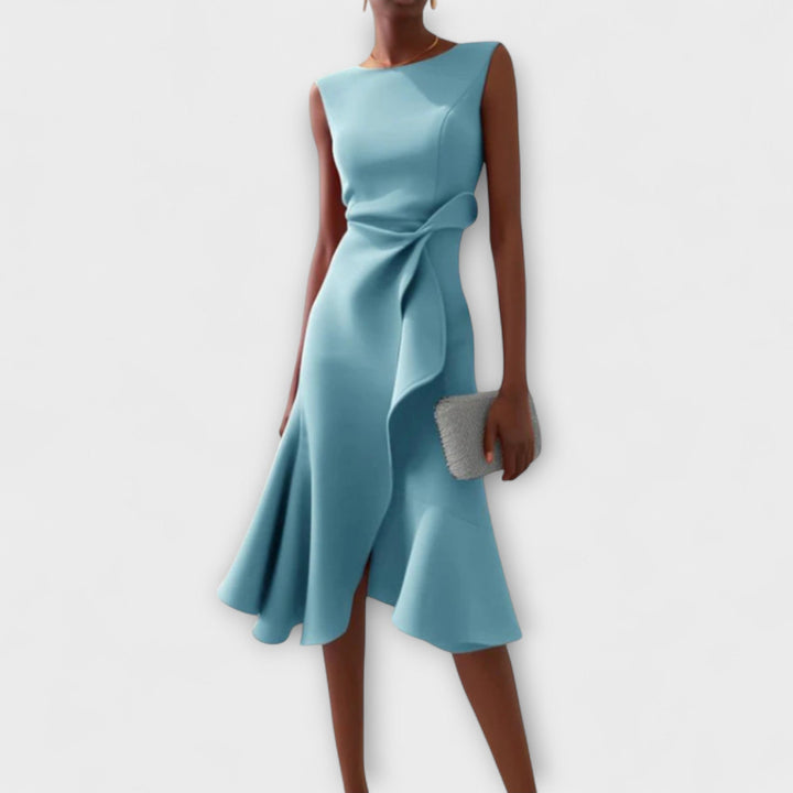 Juliette™ – Elegantes Drapiertes Asymmetrisches Midi-Kleid