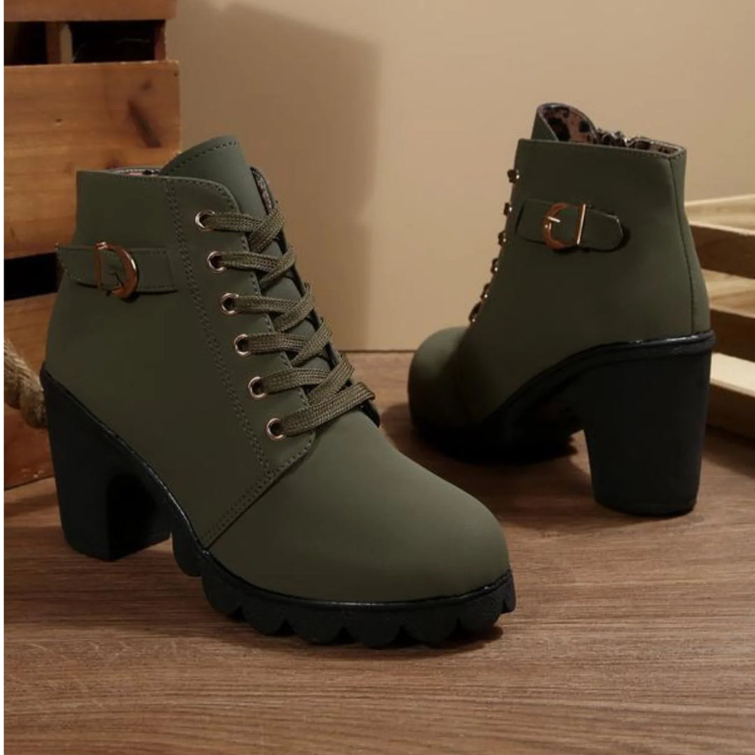 Mina™ - Schicke Schnürstiefeletten mit Metallschnalle