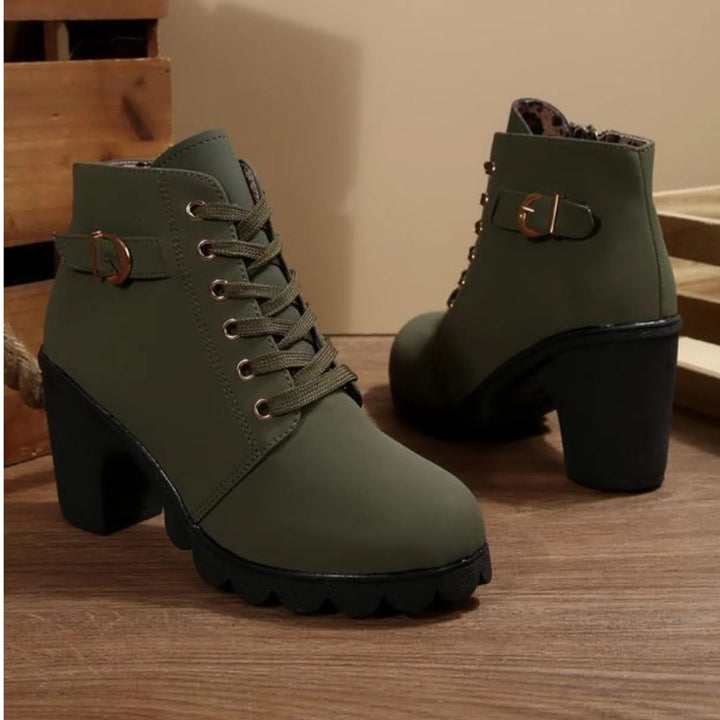 Mina™ - Schicke Schnürstiefeletten mit Metallschnalle