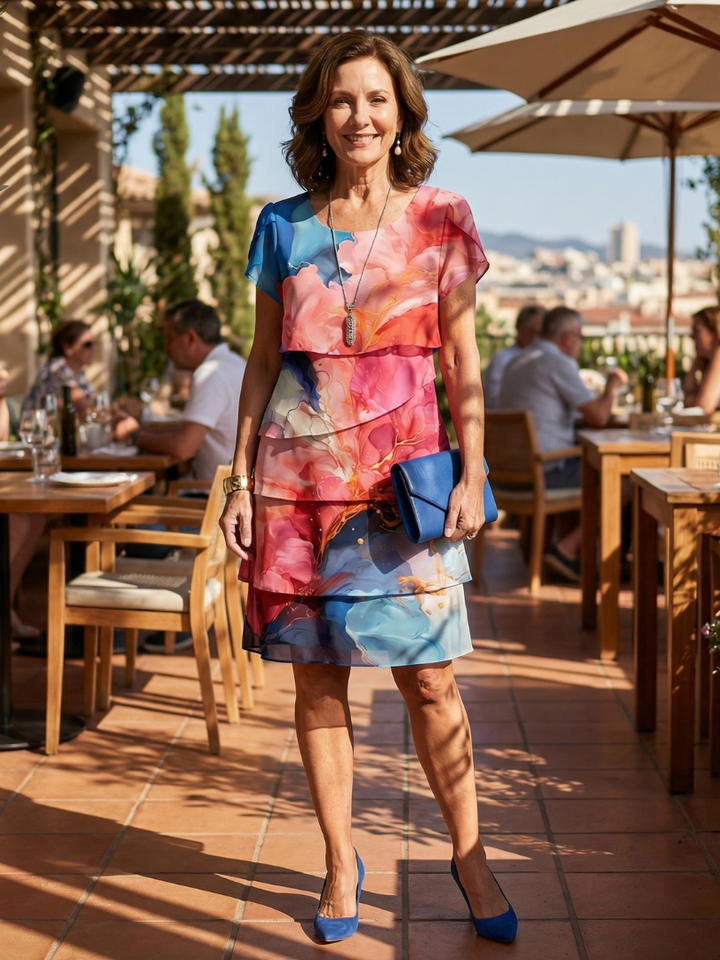 Mira | Elegantes knielanges Kleid mit Marmorprint
