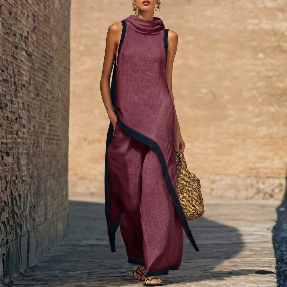 Leonora | Elegantes asymmetrisches Outfit für Damen mit weitem Hosenbein