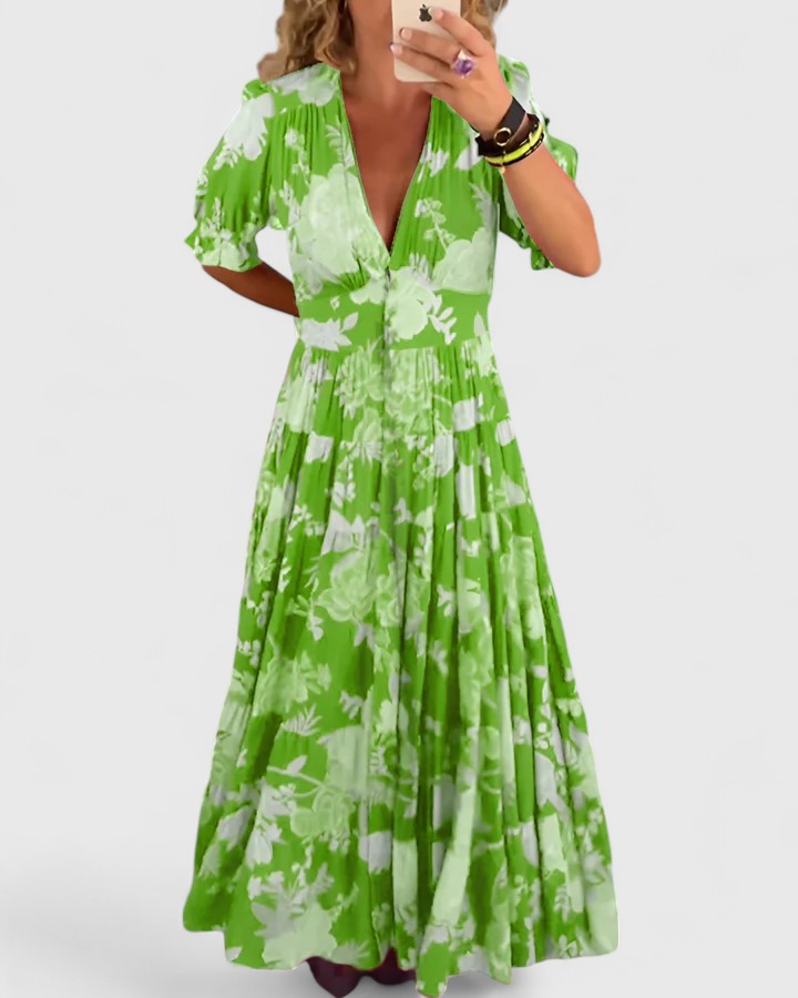 Minelda | Schickes Blumenkleid mit V-Ausschnitt