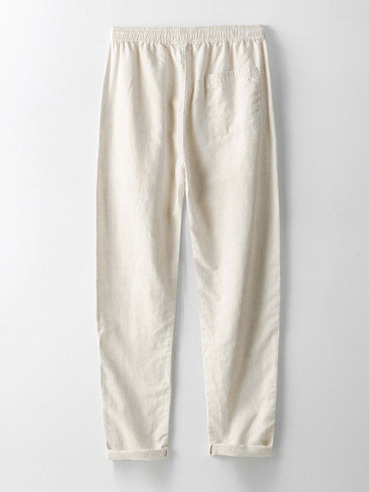 Button-Up Hemd und gerade geschnittene Hose aus Leinen-Rayon-Mischung