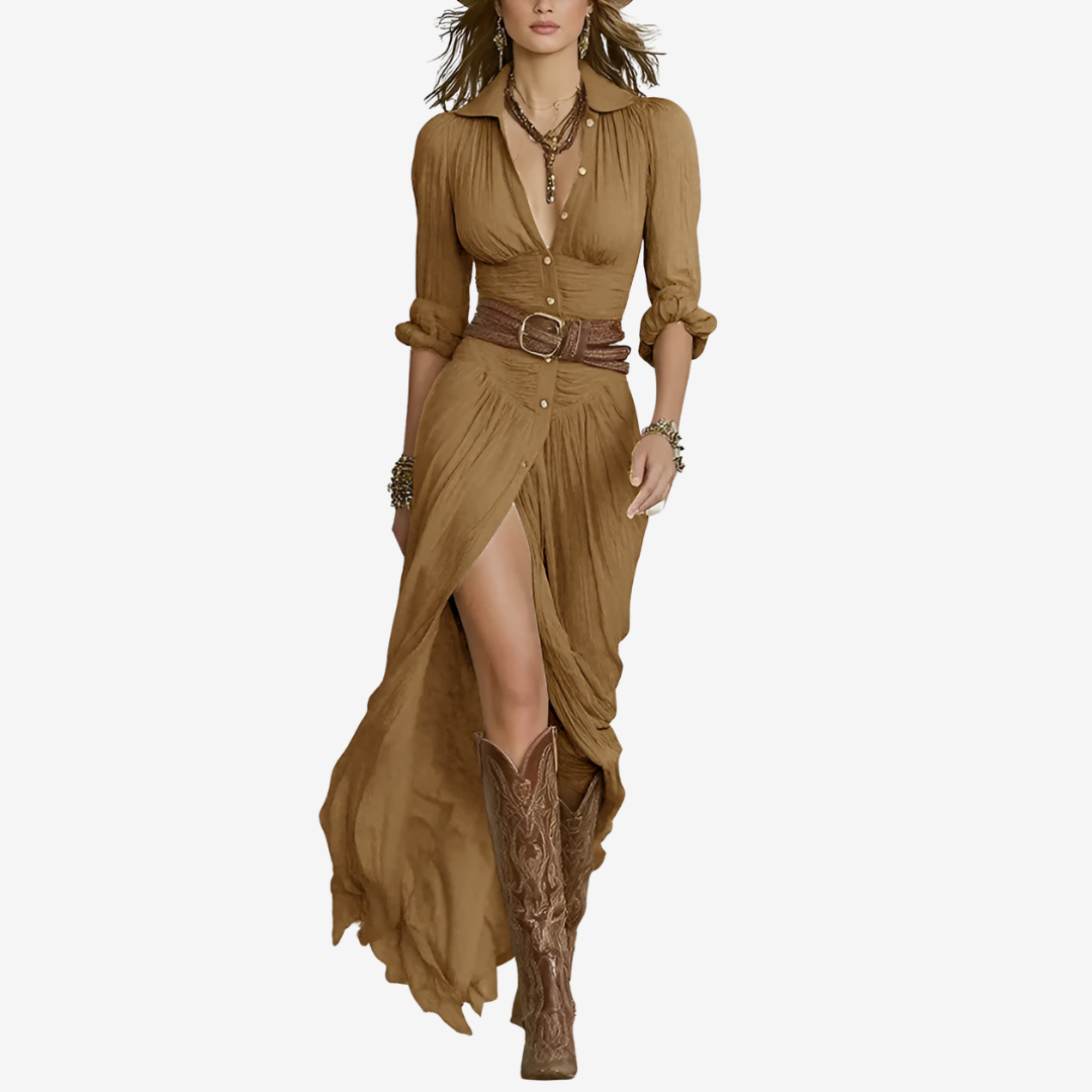 Eve™ Maxi-Fließkleid mit Gürtel