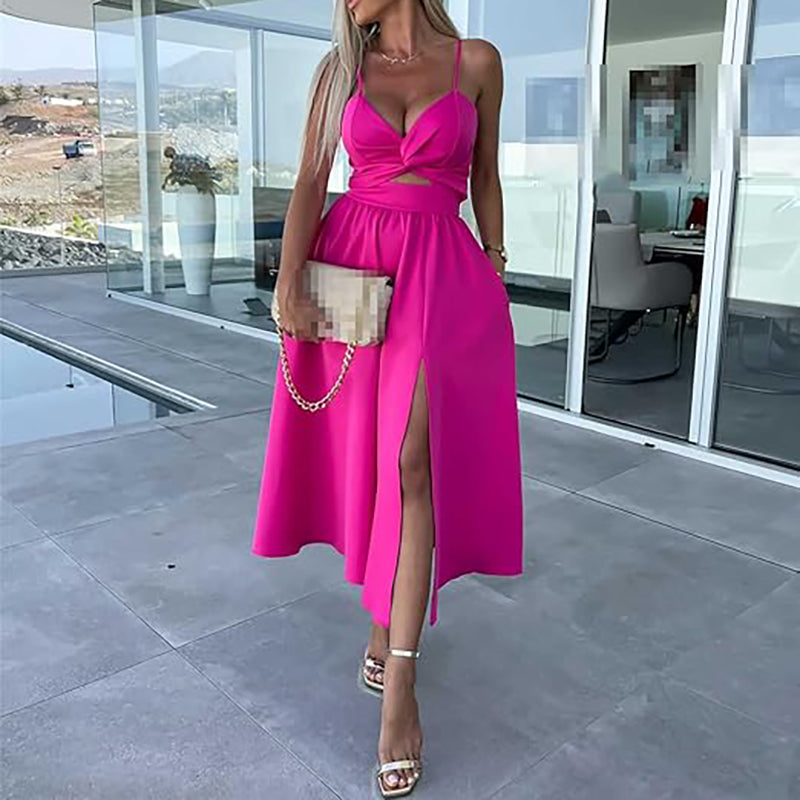 Chloe™ - Kleid mit hohem Schlitz und Spaghetti-Trägern
