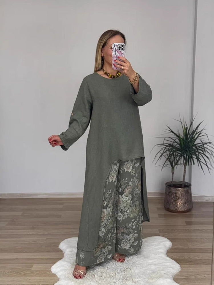 Regina™ – Elegantes Casual Baumwoll und Leinen-Set