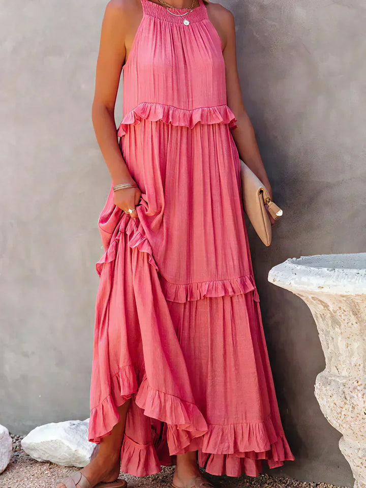 Sarah | Halter Rüsch Maxi Kleid (Fast ausverkauft)