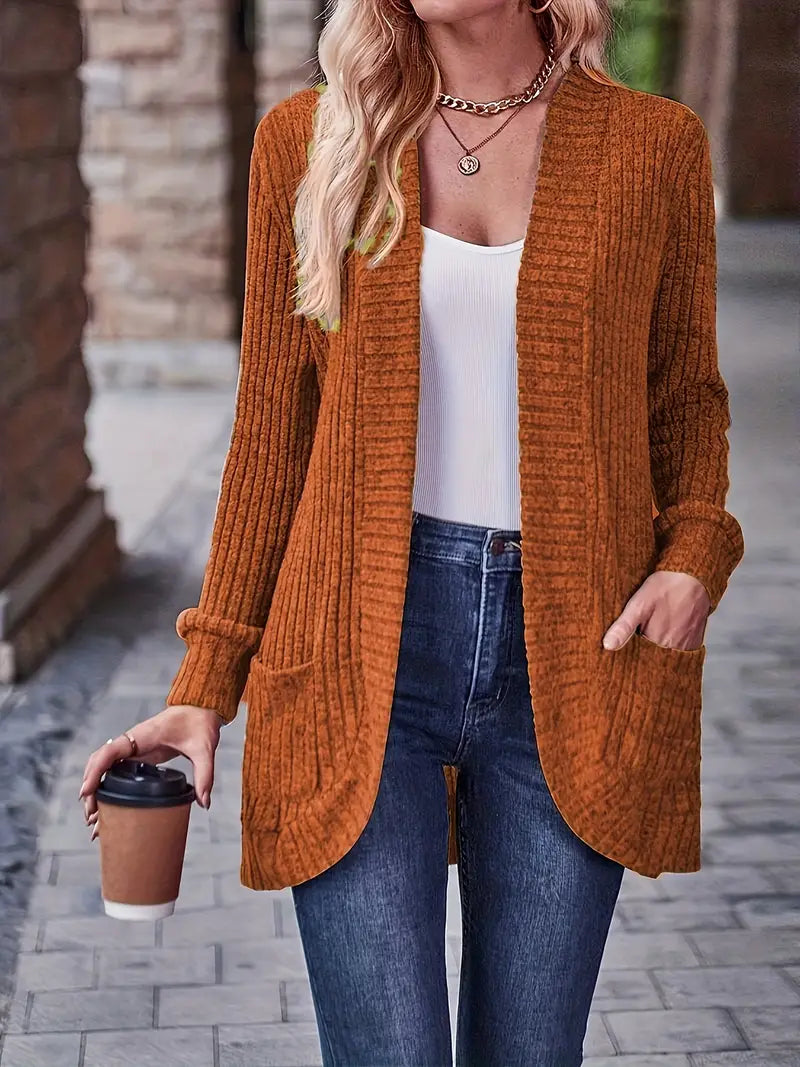 Neva™ - Eleganter Rippstrick-Cardigan mit langen Ärmeln