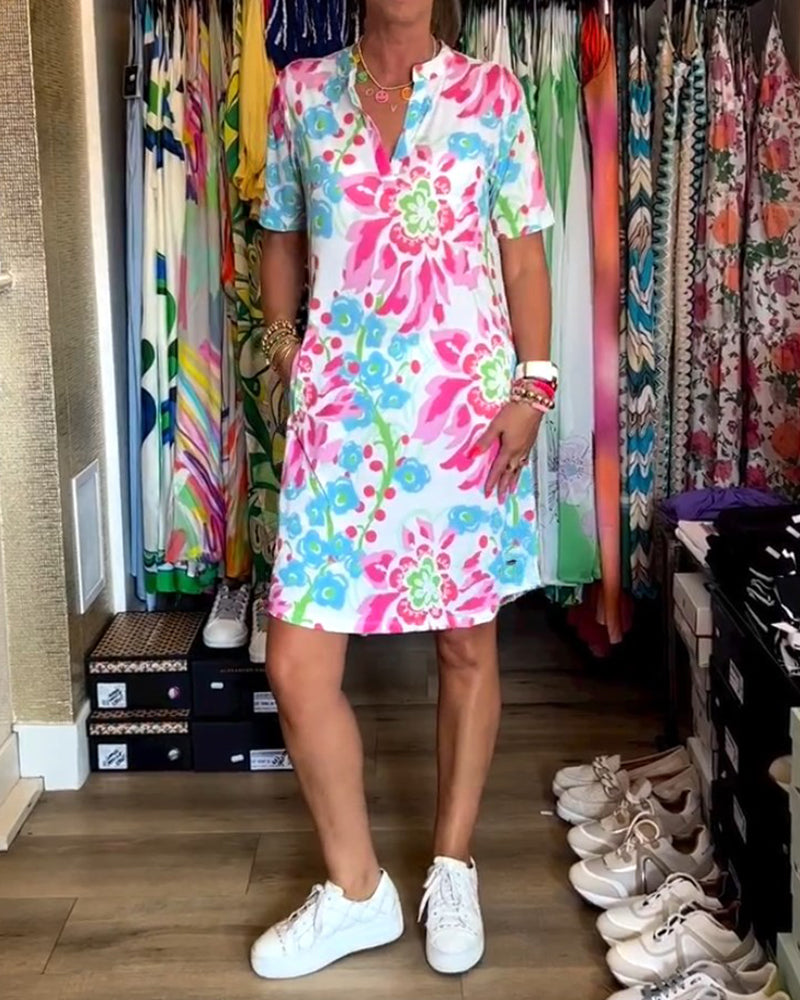 Federica™ - Kleid mit kurzen Ärmeln und floralem Druck