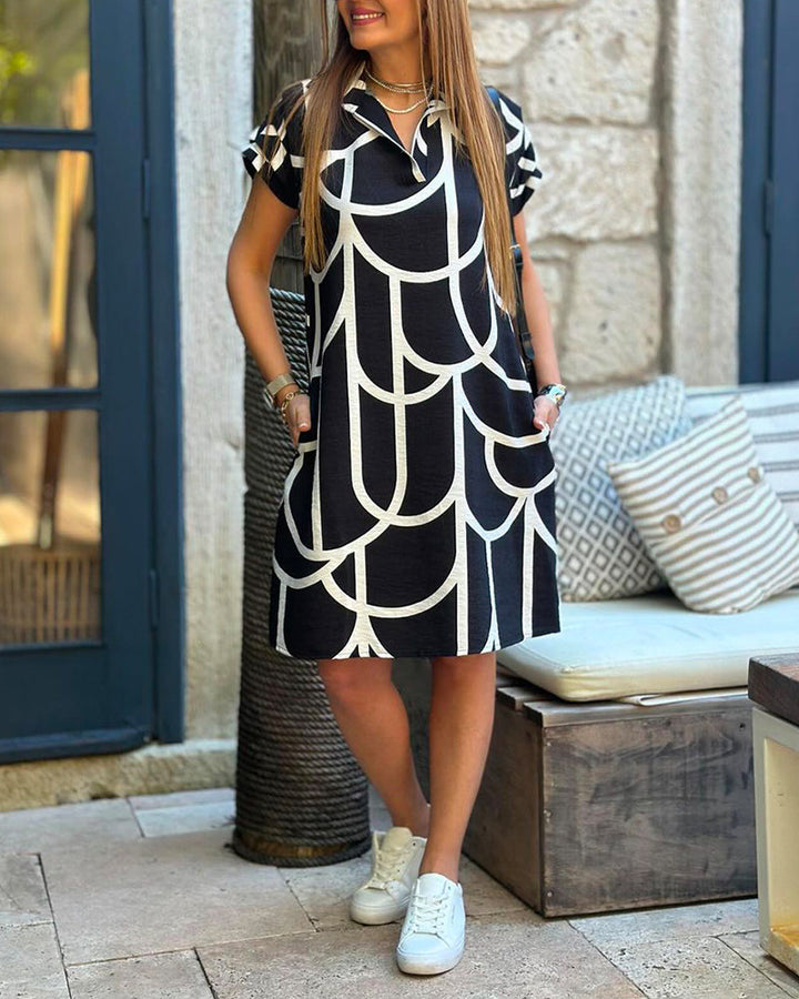Ellanore - Polo Kleid mit geometrischem Druck