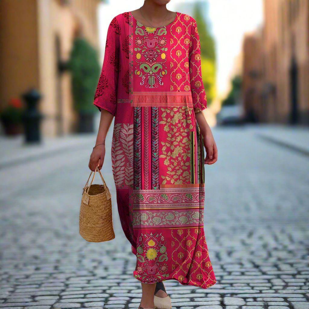 Adeline™ - Fließendes Ethno-Kleid