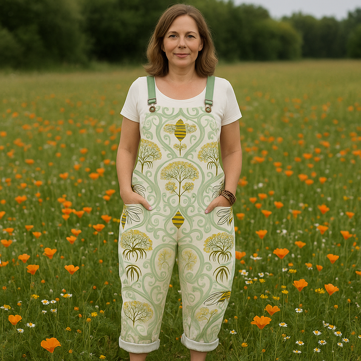 Vintage Floral Jumpsuit - Müheloser Komfort & Stilvolles Weites Bein Design