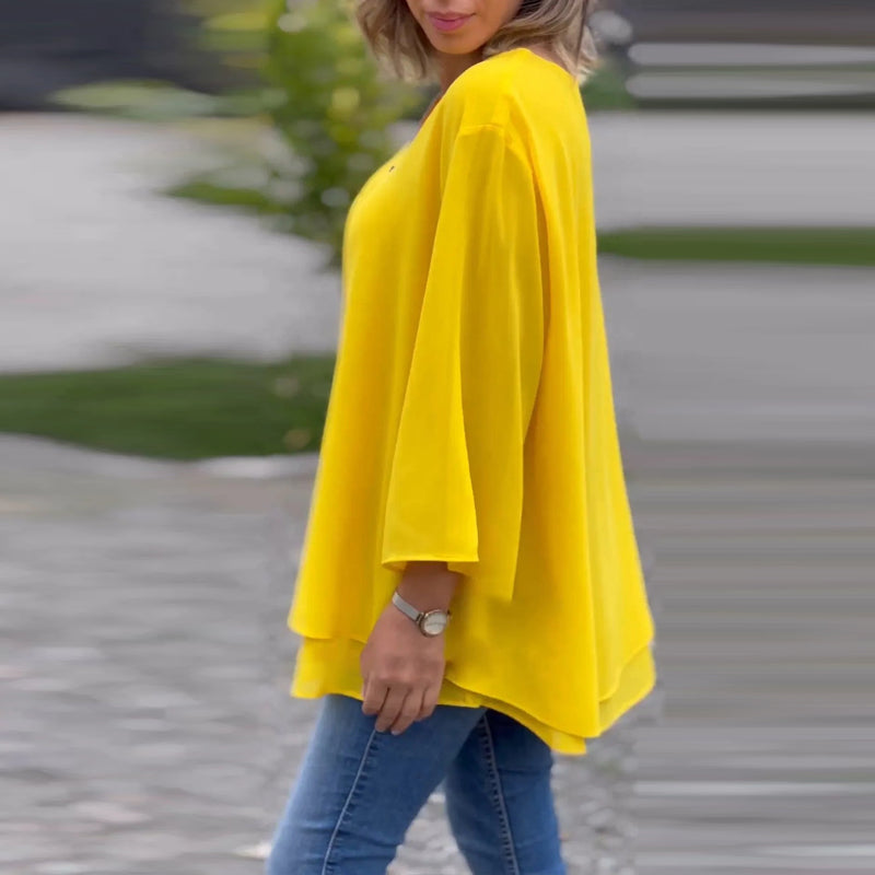 Heidi™ - V-Ausschnitt Fließendes Zip-Top