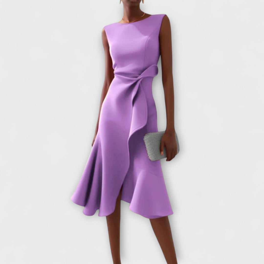 Juliette™ – Elegantes Drapiertes Asymmetrisches Midi-Kleid