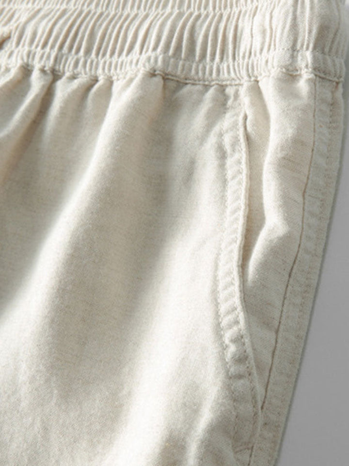 Button-Up Hemd und gerade geschnittene Hose aus Leinen-Rayon-Mischung