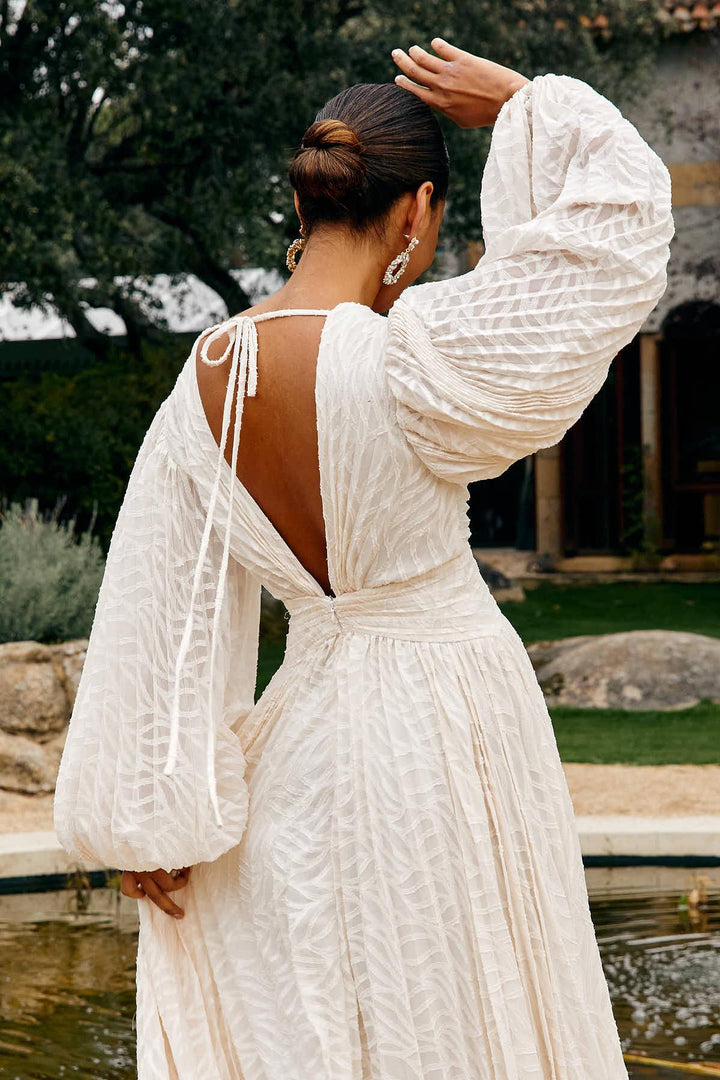 Florie | Elegantes langes V-Ausschnitt-Kleid