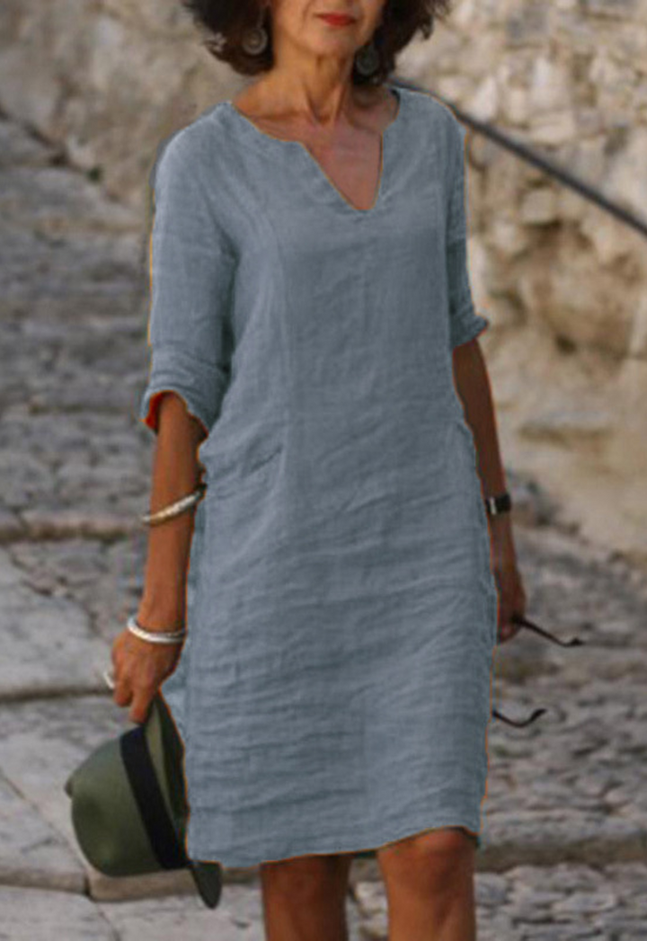 Elvy™ - Elegantes V-Ausschnitt Kleid