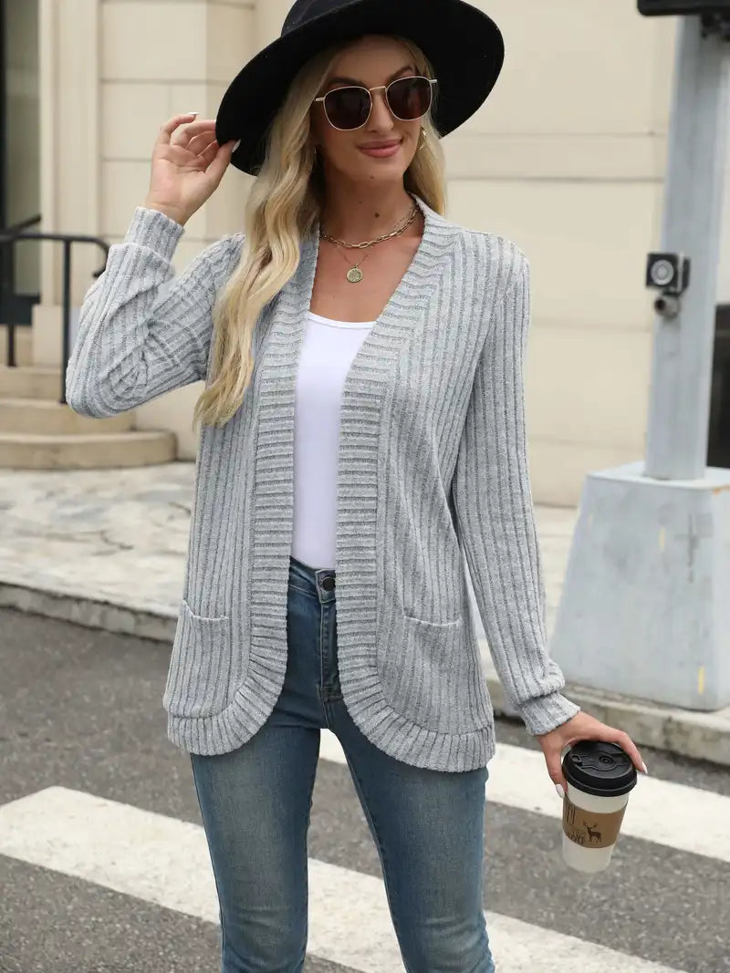 Neva™ - Eleganter Rippstrick-Cardigan mit langen Ärmeln
