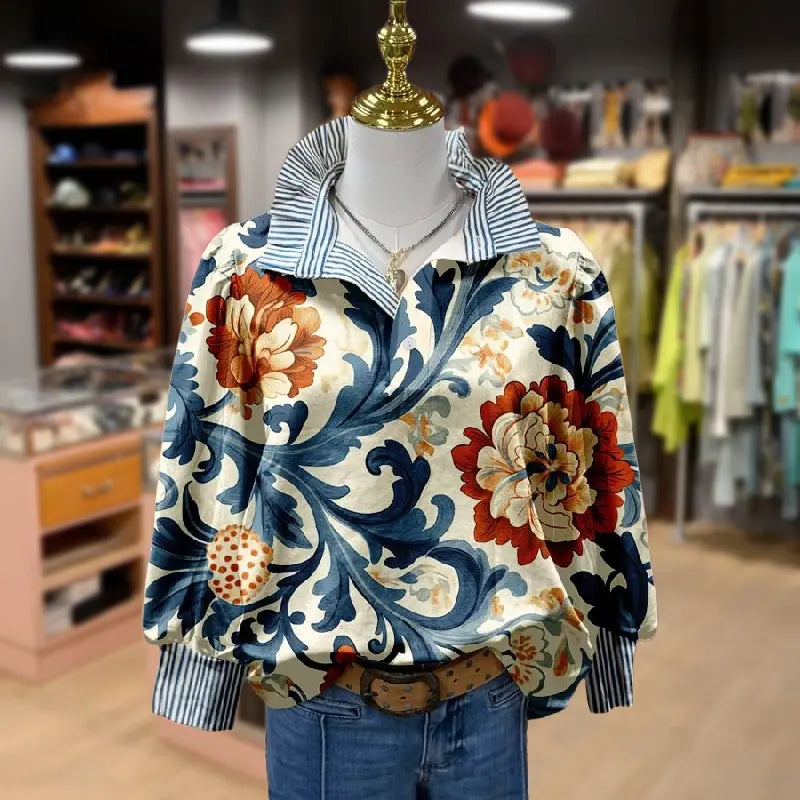 Serenity™ - Klassische Vintage Blumenmuster Bluse