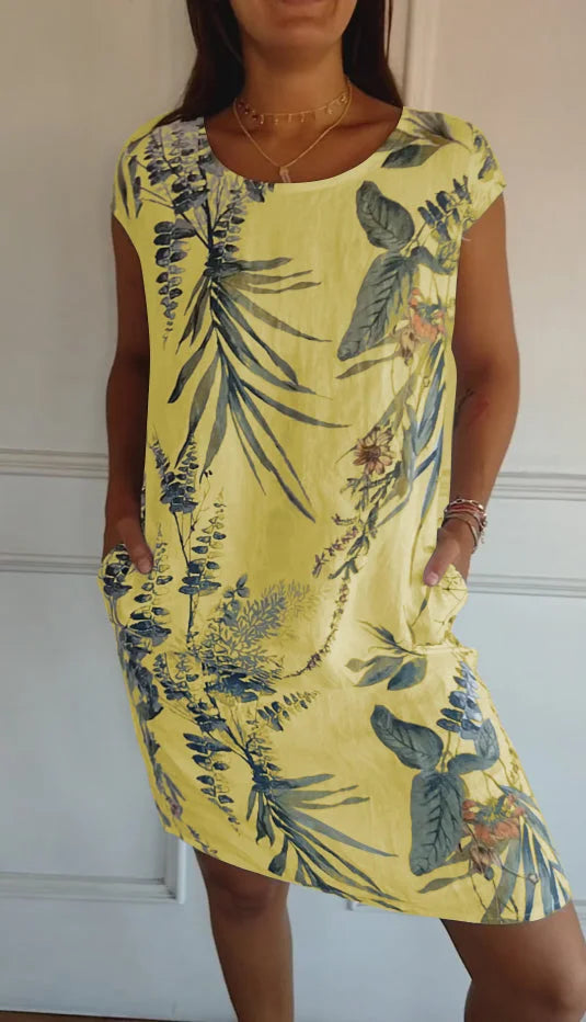 Sommerkleid für Frauen mit Taschen und lebhaftem Druck