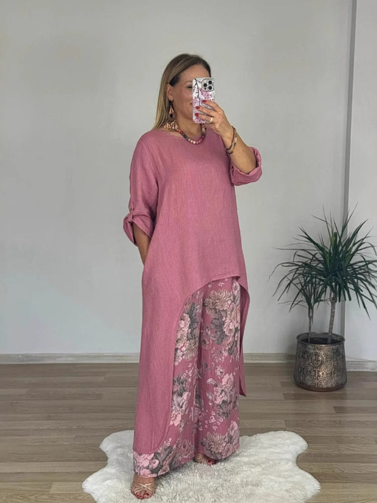 Regina™ – Elegantes Casual Baumwoll und Leinen-Set