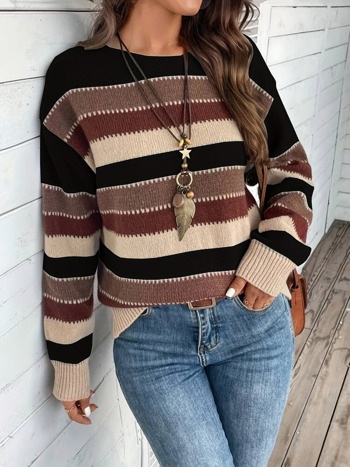 Delphine | Pullover da donna a righe con scollo rotondo