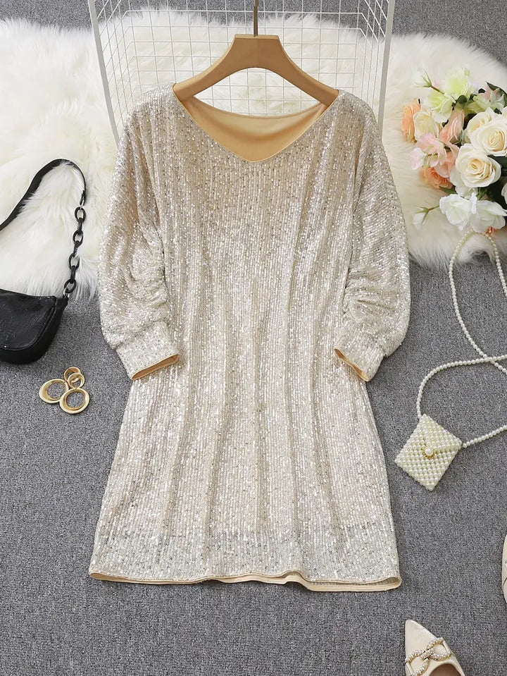 Kontrast Pailletten Partykleid