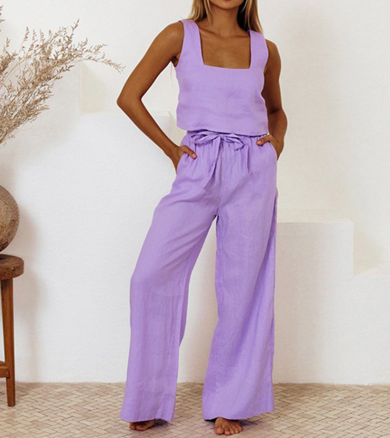 Megan™ - Minimalistisches Top und weite Hose Set
