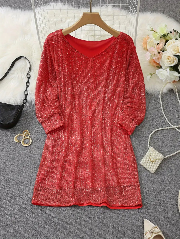 Kontrast Pailletten Partykleid