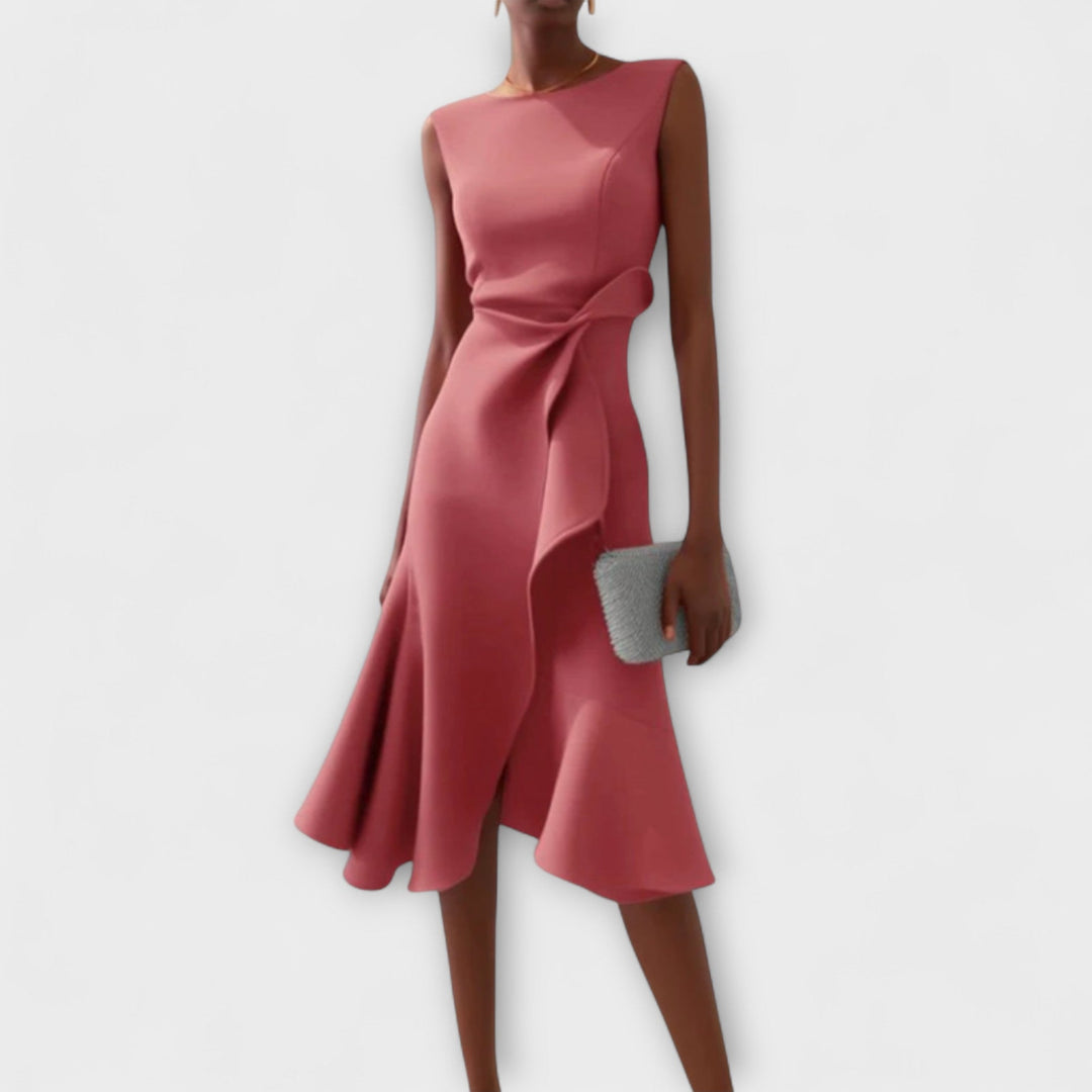 Juliette™ – Elegantes Drapiertes Asymmetrisches Midi-Kleid