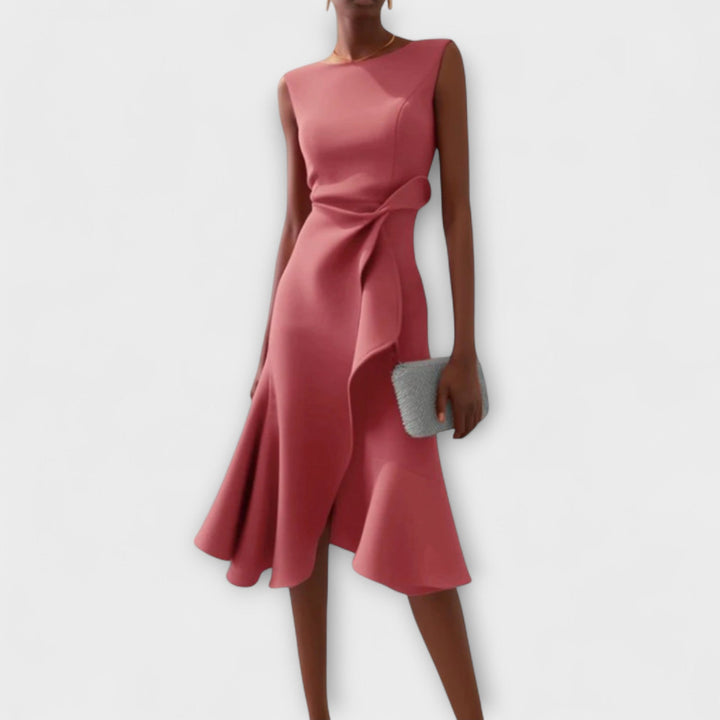 Juliette™ – Elegantes Drapiertes Asymmetrisches Midi-Kleid