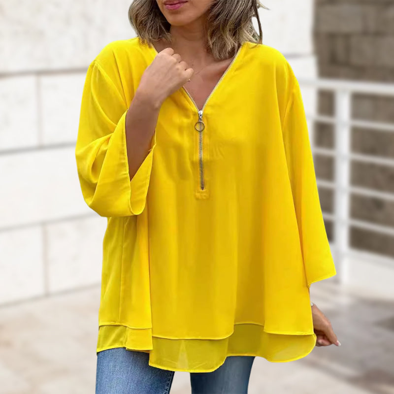 Heidi™ - V-Ausschnitt Fließendes Zip-Top