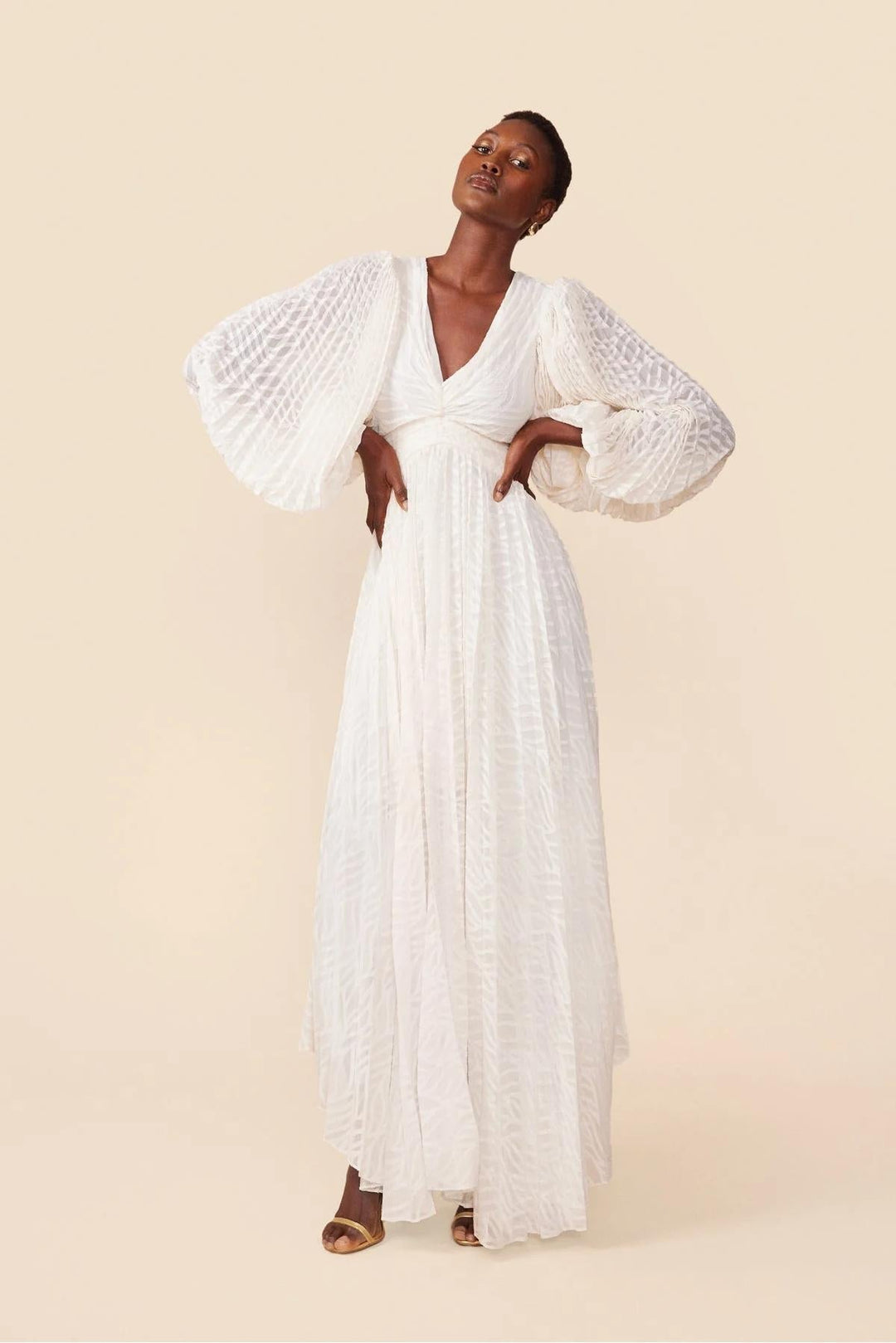Florie | Elegantes langes V-Ausschnitt-Kleid