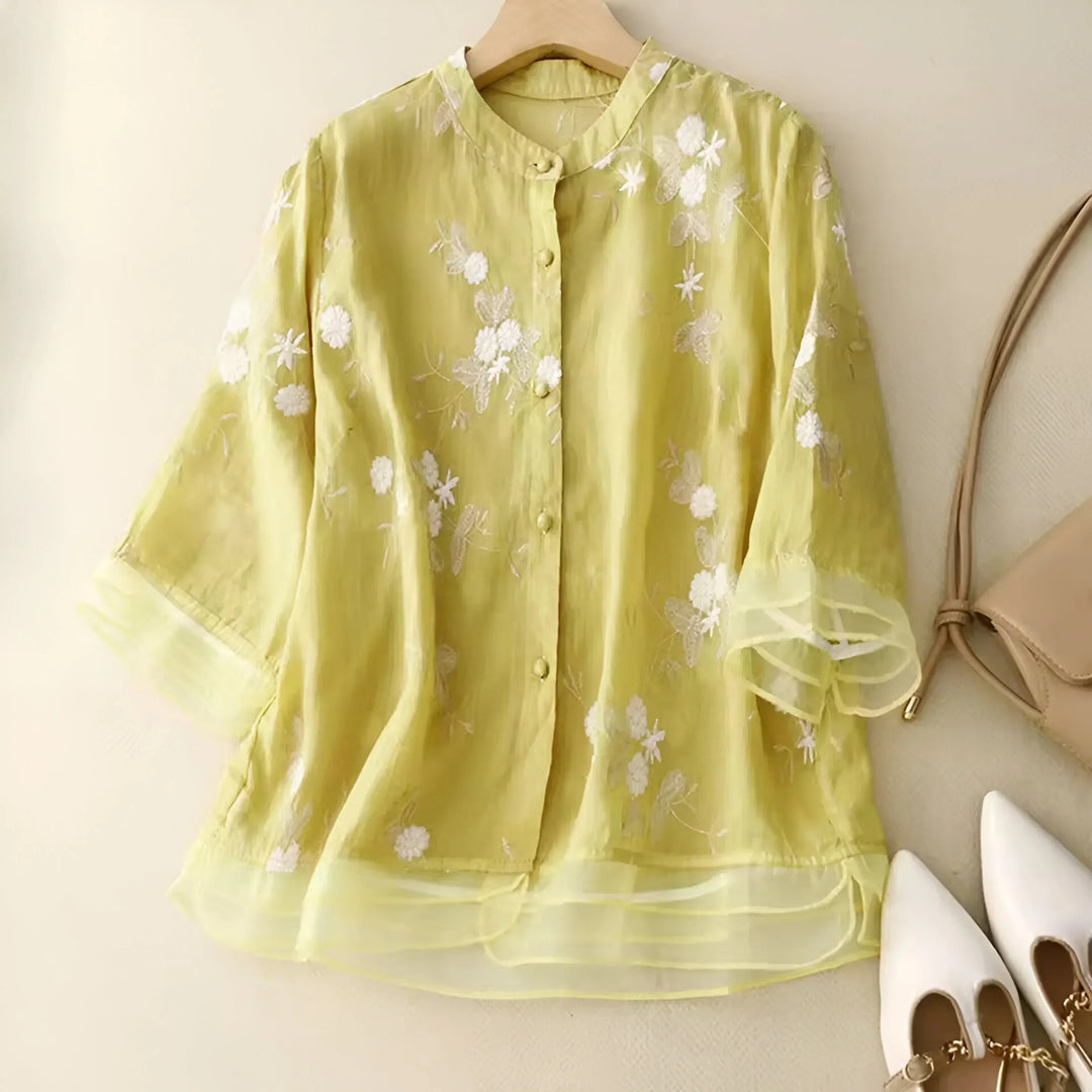 Emily™ - Baumwolltop mit bestickten Blumen