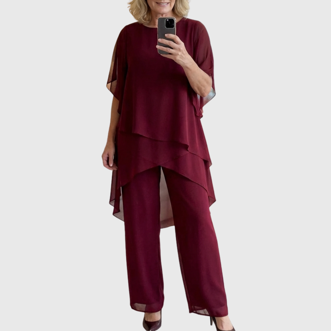 Linda | Anzug mit drapierten Palazzo-Hosen