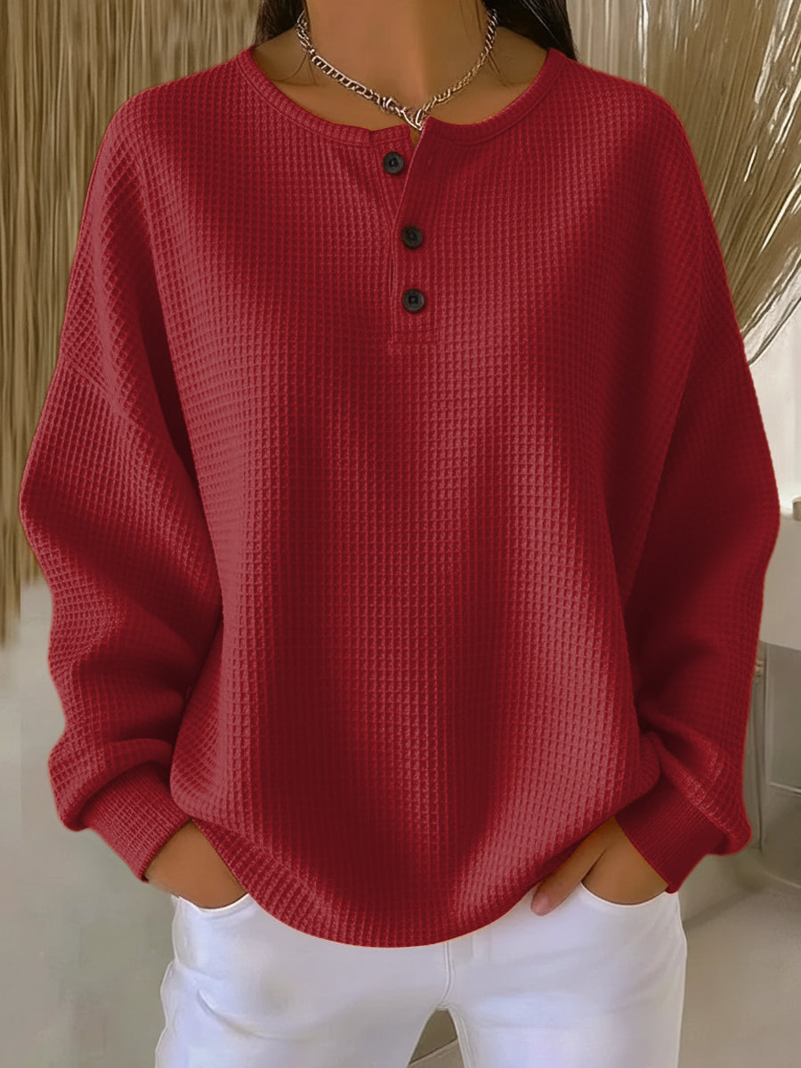 Anne™ - Gemütliches Sweatshirt mit Waffelstrick und Kragen